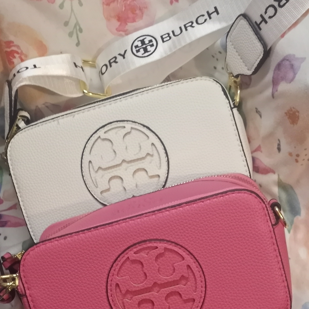 Tory Burch Pink and White Crossbody Bags